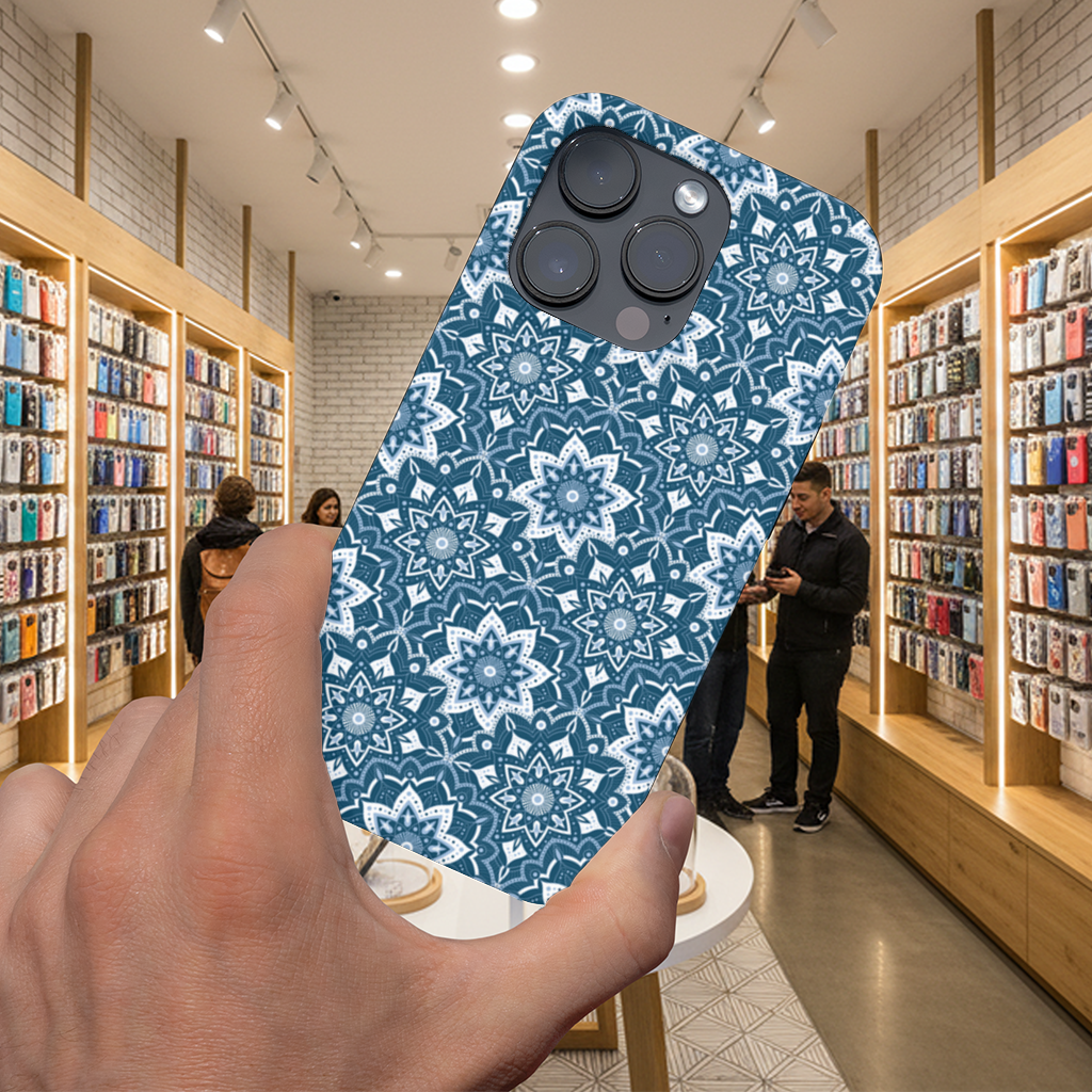 Elegant Blue Mandala Pattern iPhone 16 Pro and Pro Max Case