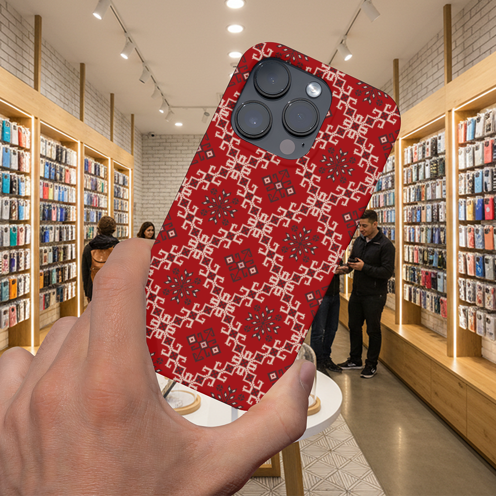Red Ethnic Embroidery Pattern iPhone 16 Pro and Pro Max Case
