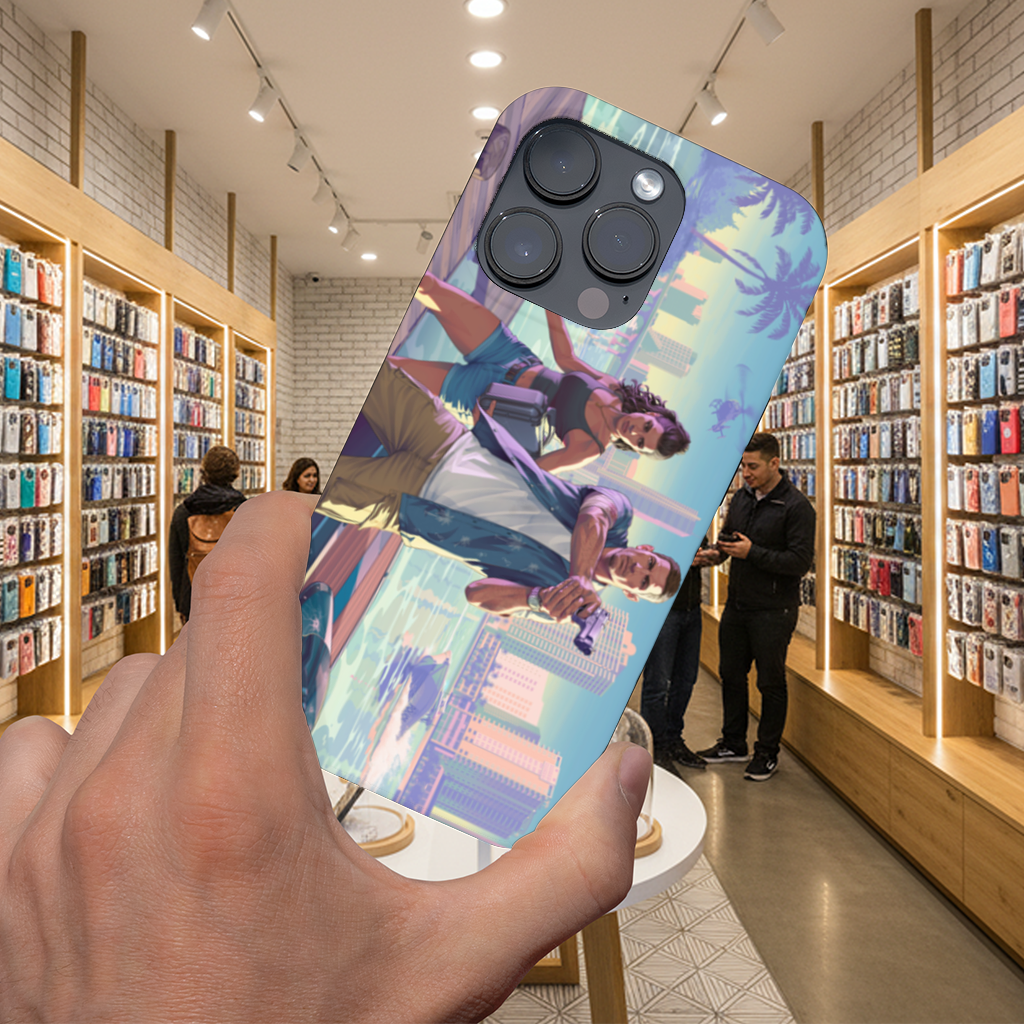 Vice City Showdown  Tropical Heist Duo iPhone 16 Pro and Pro Max Case