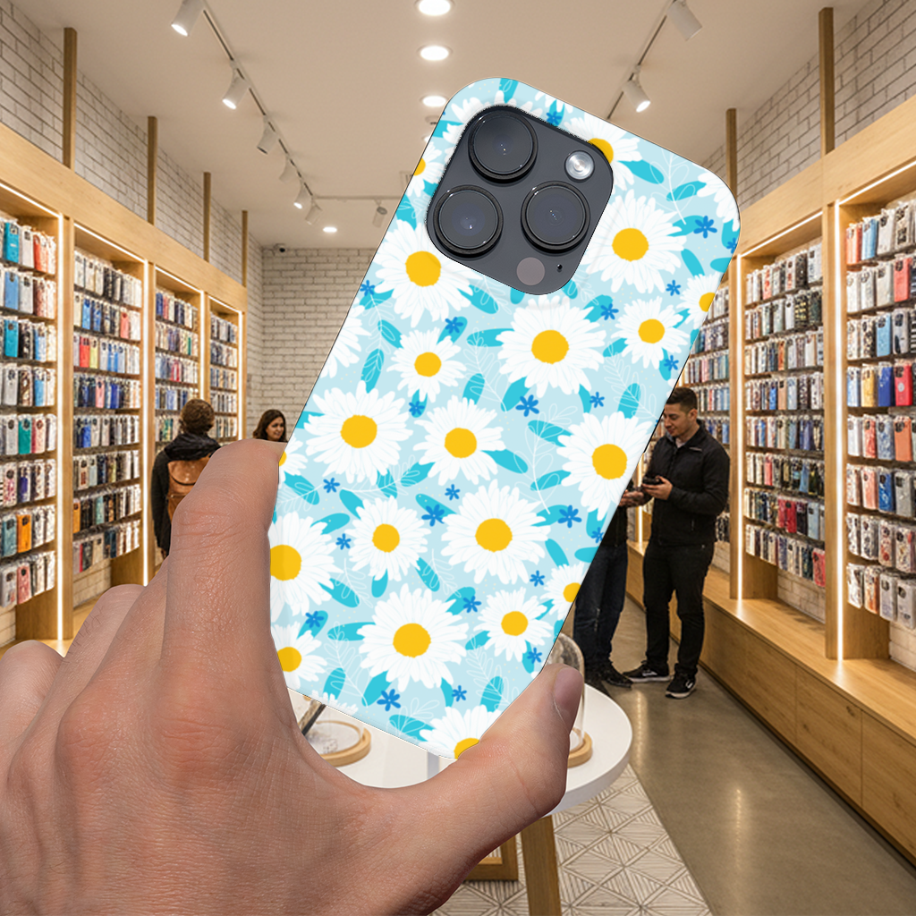 Daisy Garden and Turquoise Leaves Pattern iPhone 16 Pro and Pro Max Case