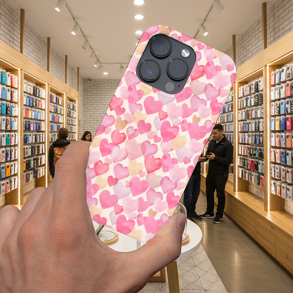 Watercolor Pink Hearts iPhone 16 Pro and Pro Max Case