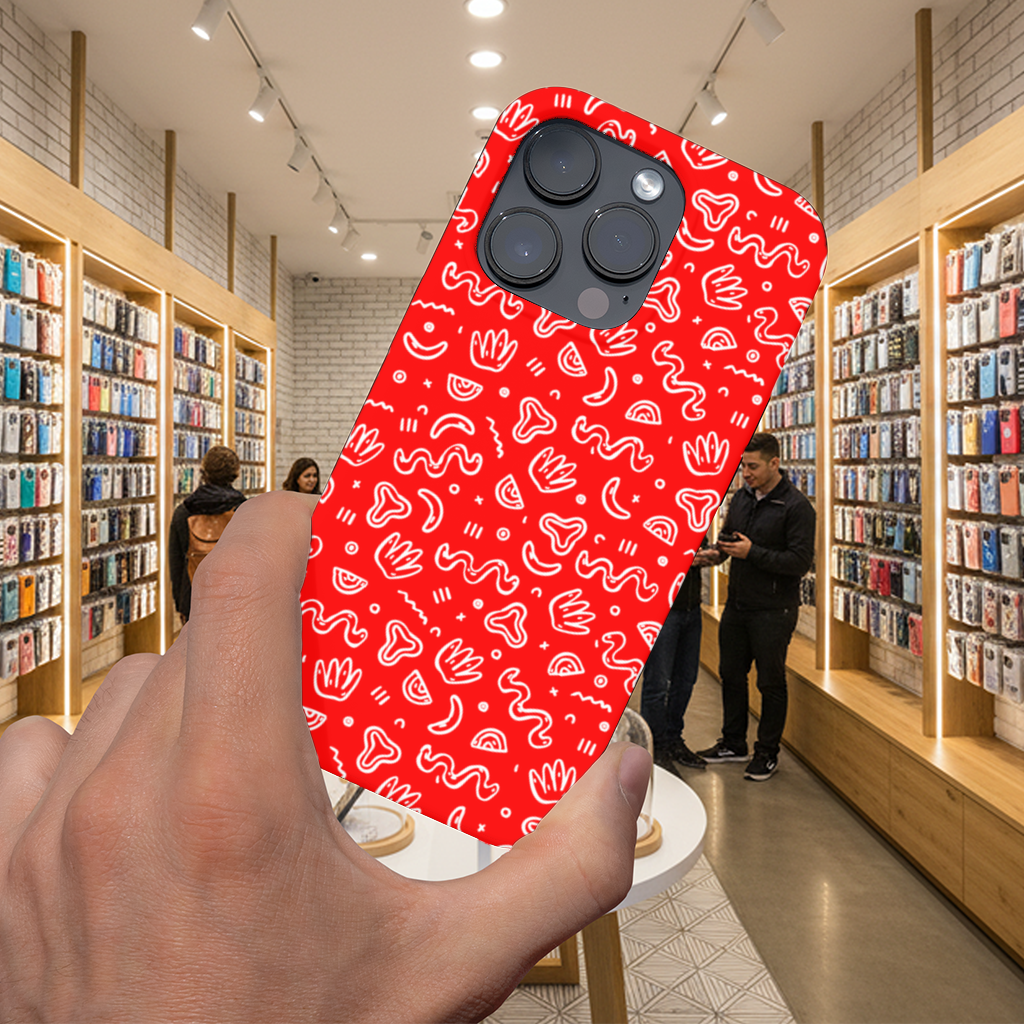 Red Abstract Doodle iPhone 16 Pro and Pro Max Case