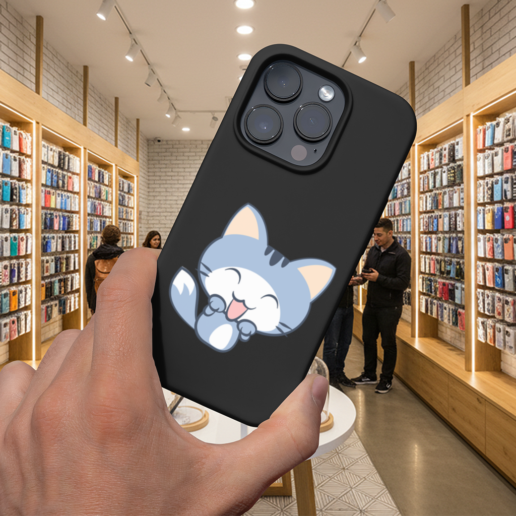 Kawaii Blue Cat iPhone 16 Pro and Pro Max Case