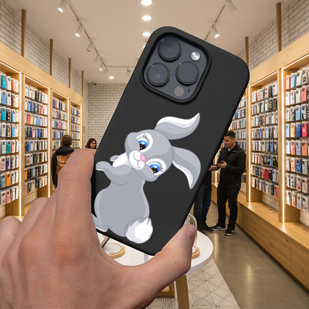 Cute Grey Bunny iPhone 16 Pro and Pro Max Case