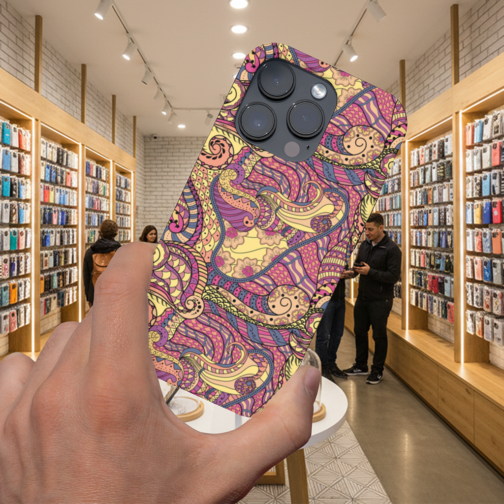 Psychedelic Zentangle Floral iPhone 16 Pro and Pro Max Case