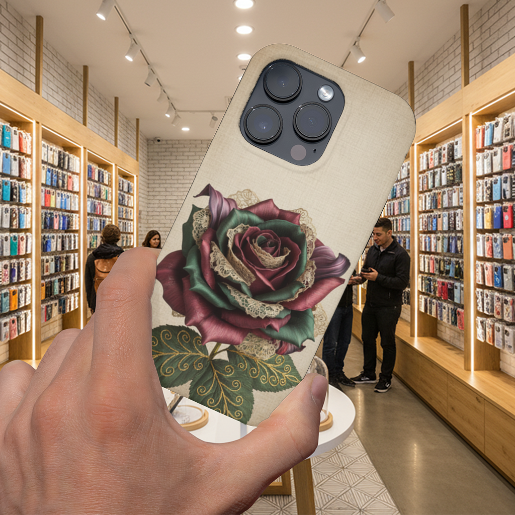 Garnet Emerald Lace Rose iPhone 16 Pro and Pro Max Case