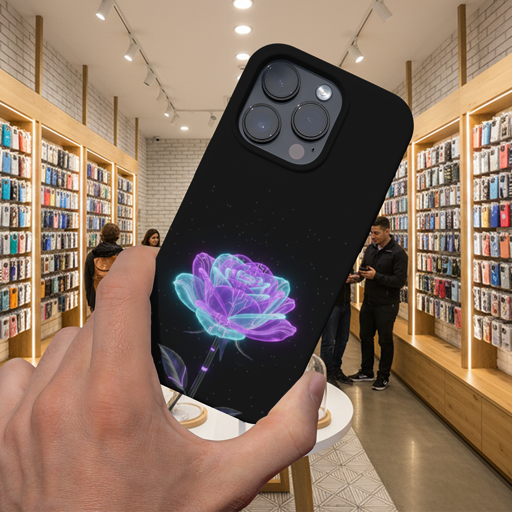Bioluminescent Cyberpunk Rose iPhone 16 Pro and Pro Max Case