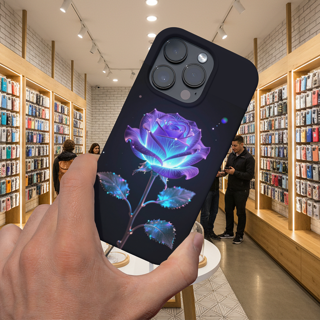 Bioluminescent Neon Rose iPhone 16 Pro and Pro Max Case