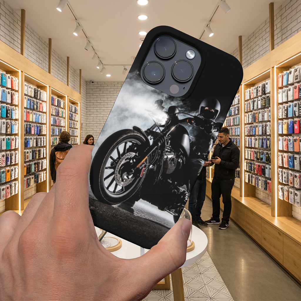 Dark Night Cruiser Motorcycle Rider iPhone 16 Pro and Pro Max Case