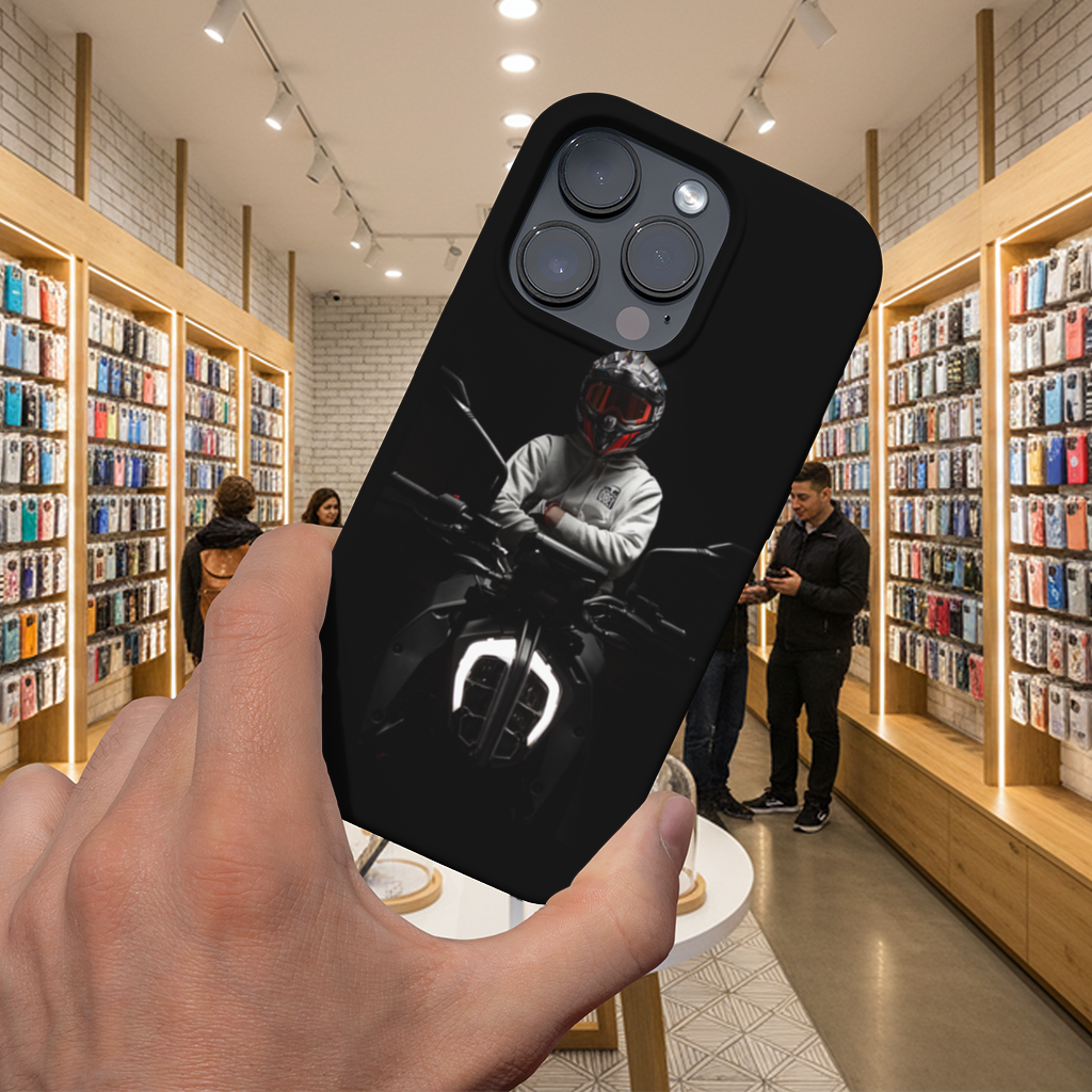 Dark Night Rider with Helmet iPhone 16 Pro and Pro Max Case