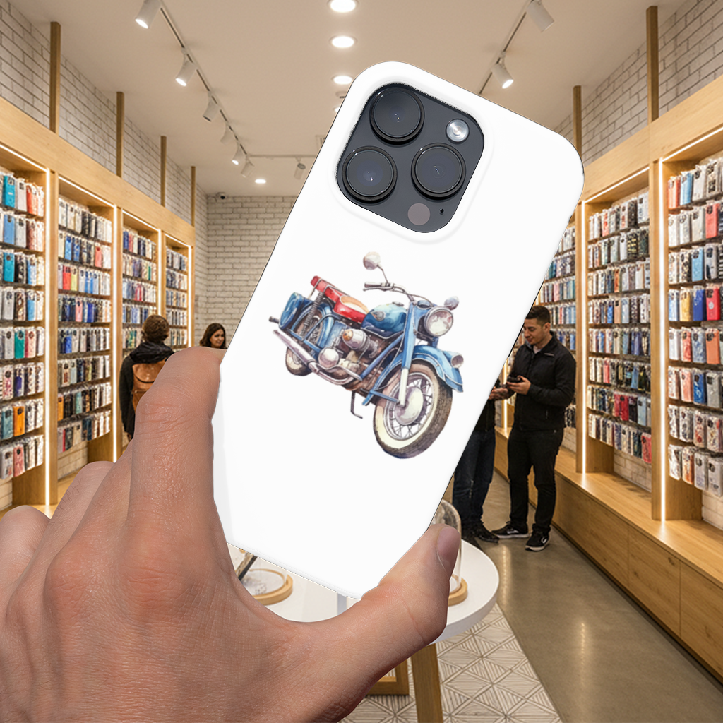 Vintage Blue Classic Motorcycle iPhone 16 Pro and Pro Max Case