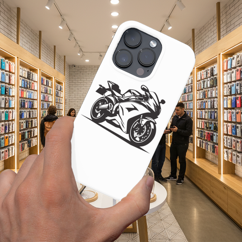 Monochrome Sport Motorcycle Silhouette iPhone 16 Pro and Pro Max Case