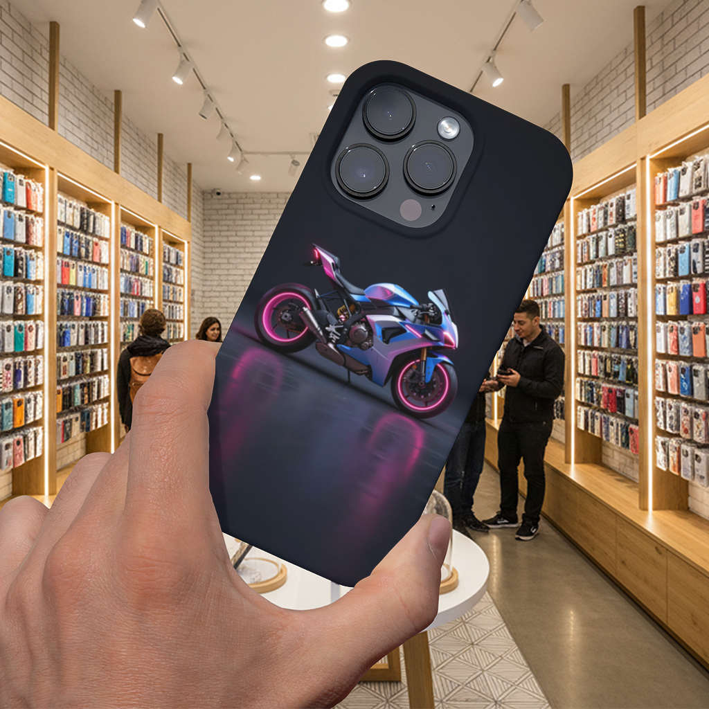 Neon Cyberpunk Sports Motorcycle iPhone 16 Pro and Pro Max Case