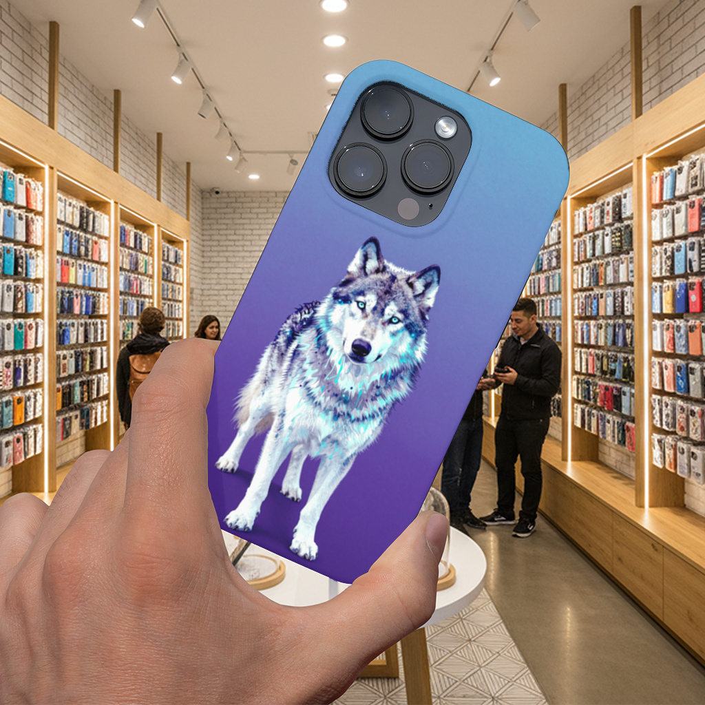 Mystic Blue Eyed Wolf iPhone 16 Pro and Pro Max Case