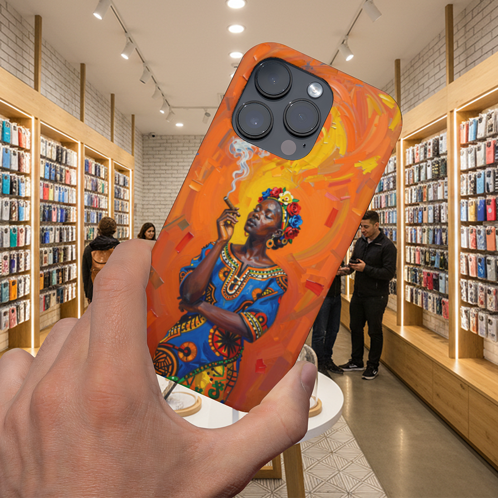 African Woman with Cigar and Floral Crown iPhone 16 Pro and Pro Max Case