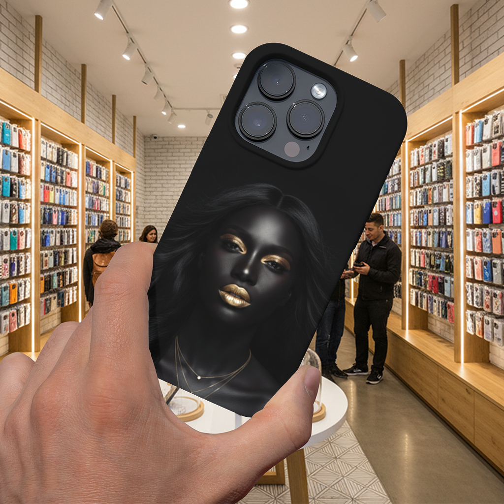 Golden Lips Melanin Goddess iPhone 16 Pro and Pro Max Case