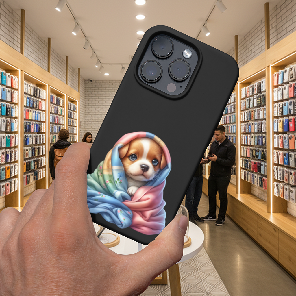 Cute Puppy Wrapped in Colorful Blanket iPhone 16 Pro and Pro Max Case