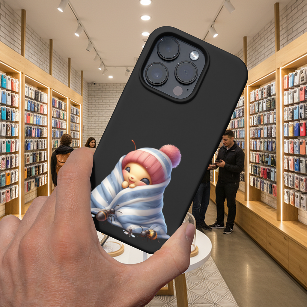 Kawaii Baby Bee in Pink Beanie iPhone 16 Pro and Pro Max Case