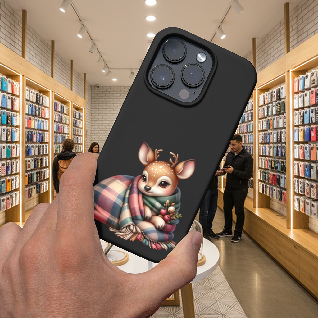 Kawaii Baby Deer with Plaid Scarf iPhone 16 Pro and Pro Max Case