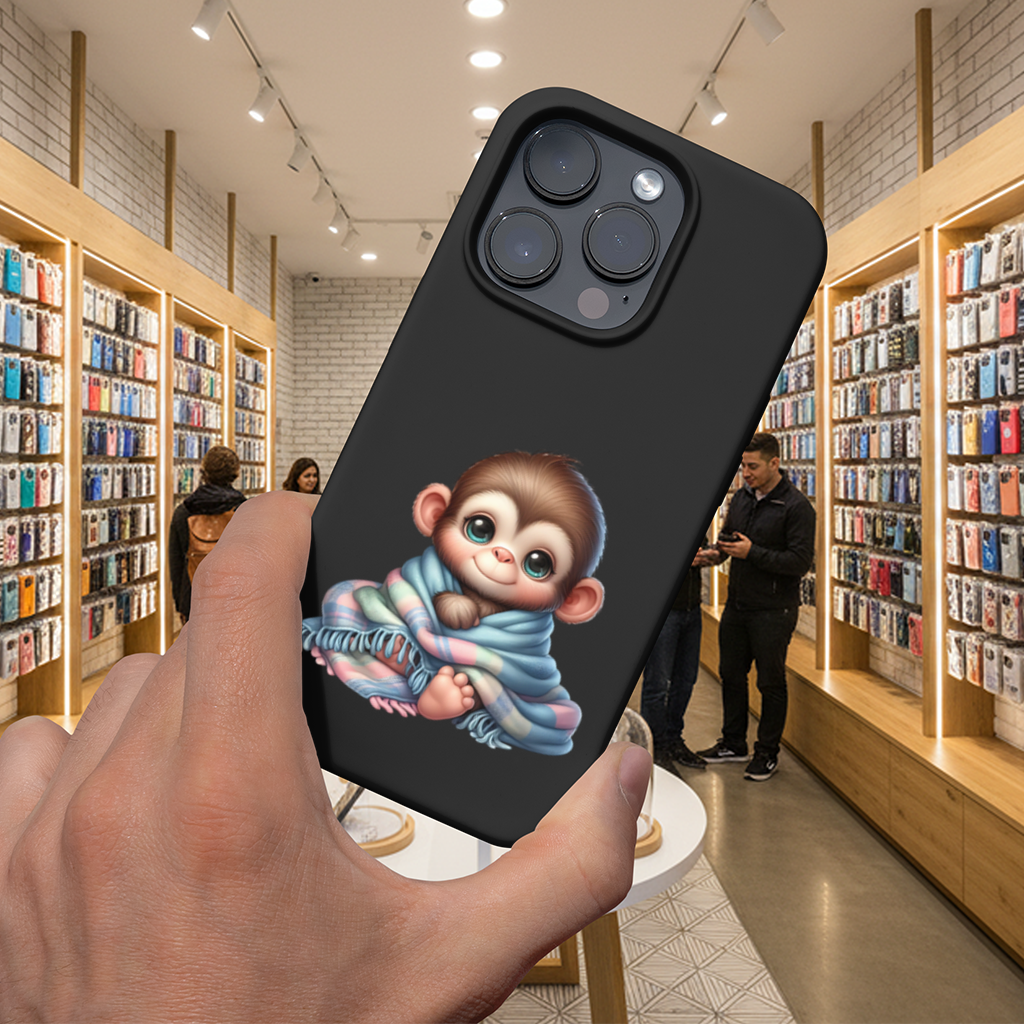 Cute Baby Monkey Wrapped in Blanket iPhone 16 Pro and Pro Max Case