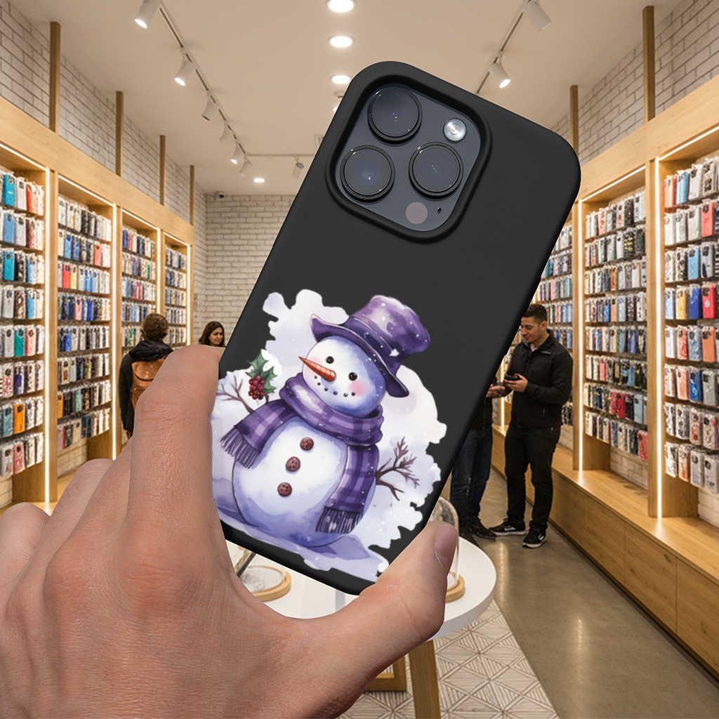 Whimsical Purple Snowman iPhone 16 Pro and Pro Max Case