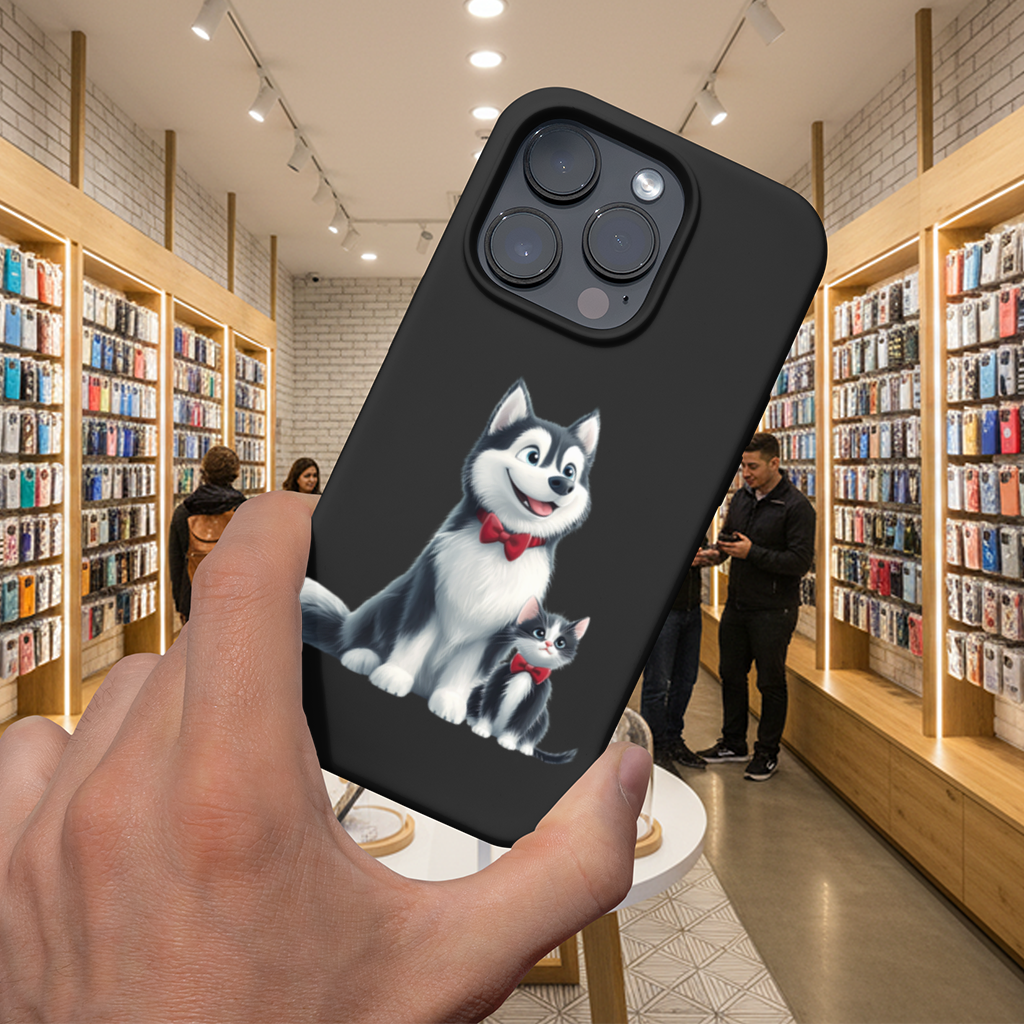 Cute Husky and Kitten with Red Bowties iPhone 16 Pro and Pro Max Case