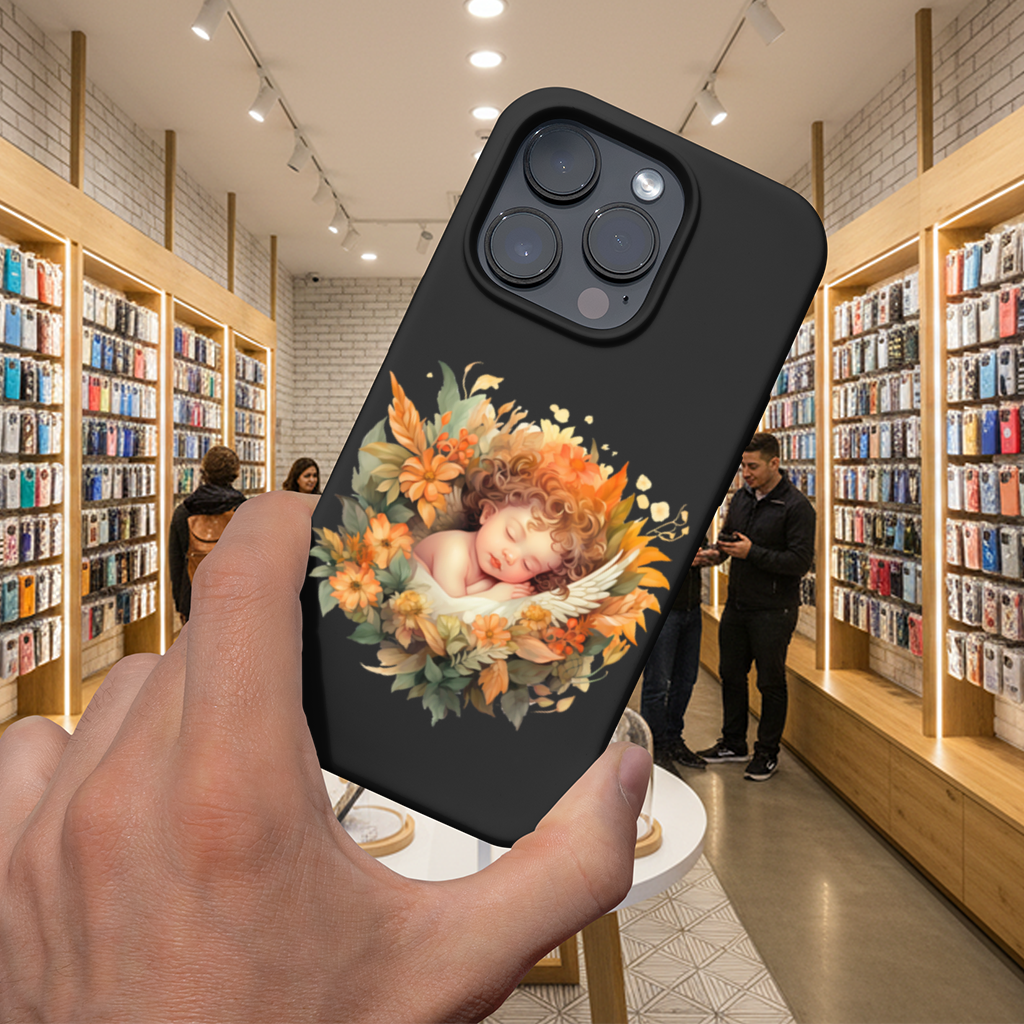 Sleeping Cherub in Cottagecore Flowers iPhone 16 Pro and Pro Max Case