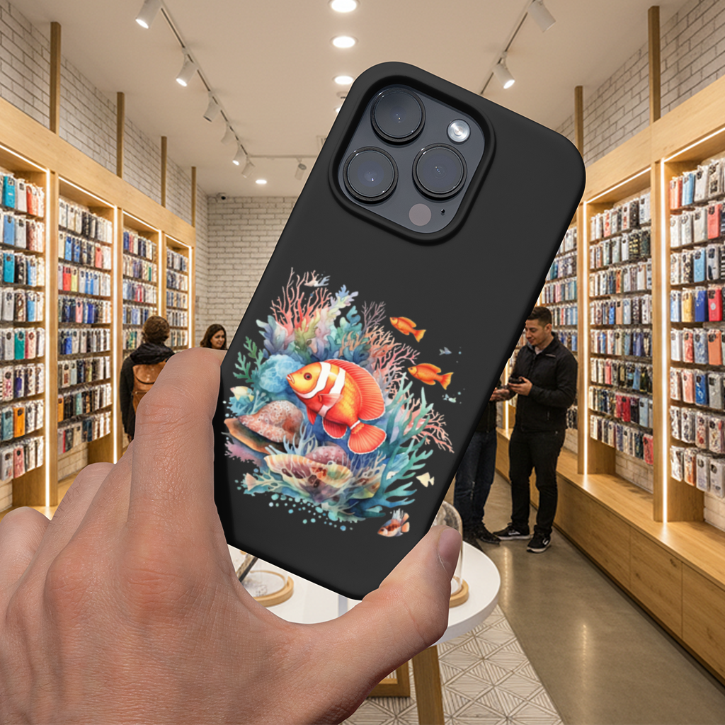 Watercolor Clownfish and Tropical Coral Reef iPhone 16 Pro and Pro Max Case
