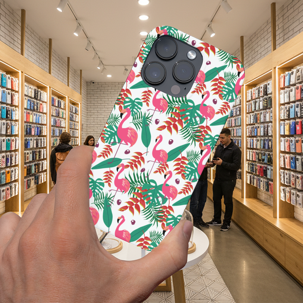 Pink Flamingo Tropical Leaves iPhone 16 Pro and Pro Max Case