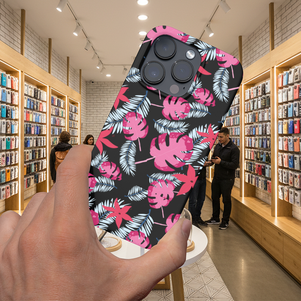 Pink Monstera and Tropical Lily iPhone 16 Pro and Pro Max Case