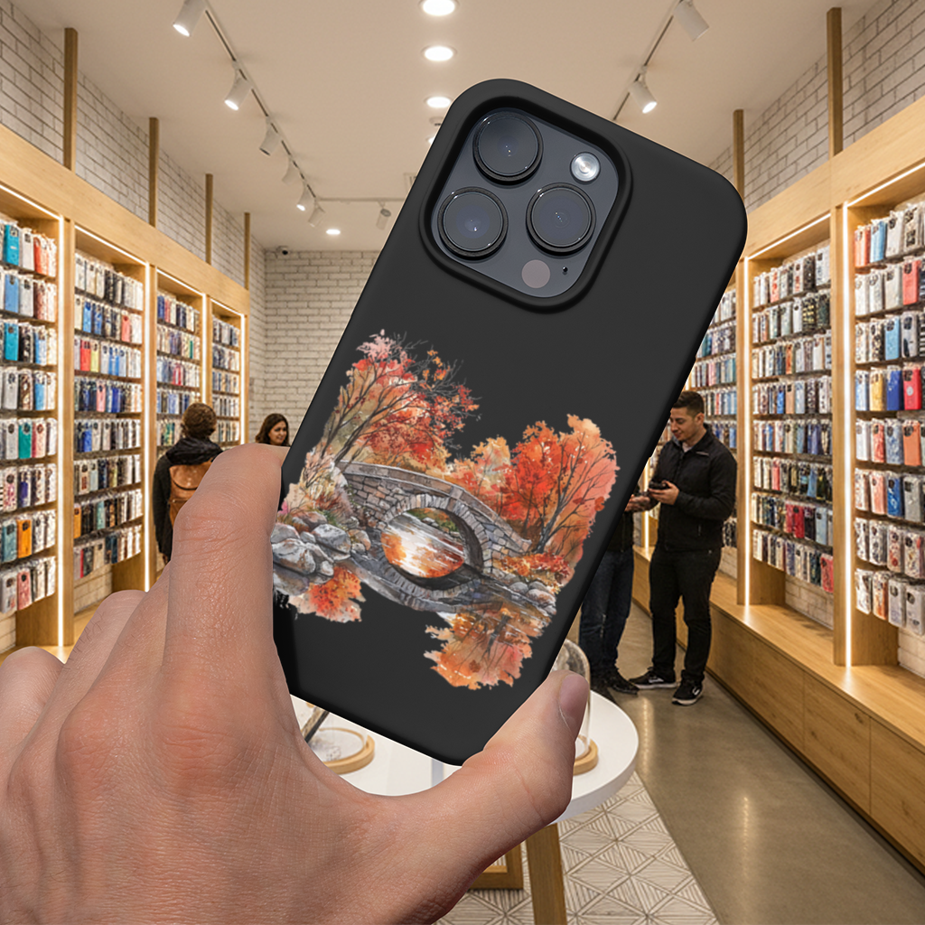 Sonbahar Taş Kemer Köprü ve Nehir iPhone 16 Pro ve Pro Max Kılıfı