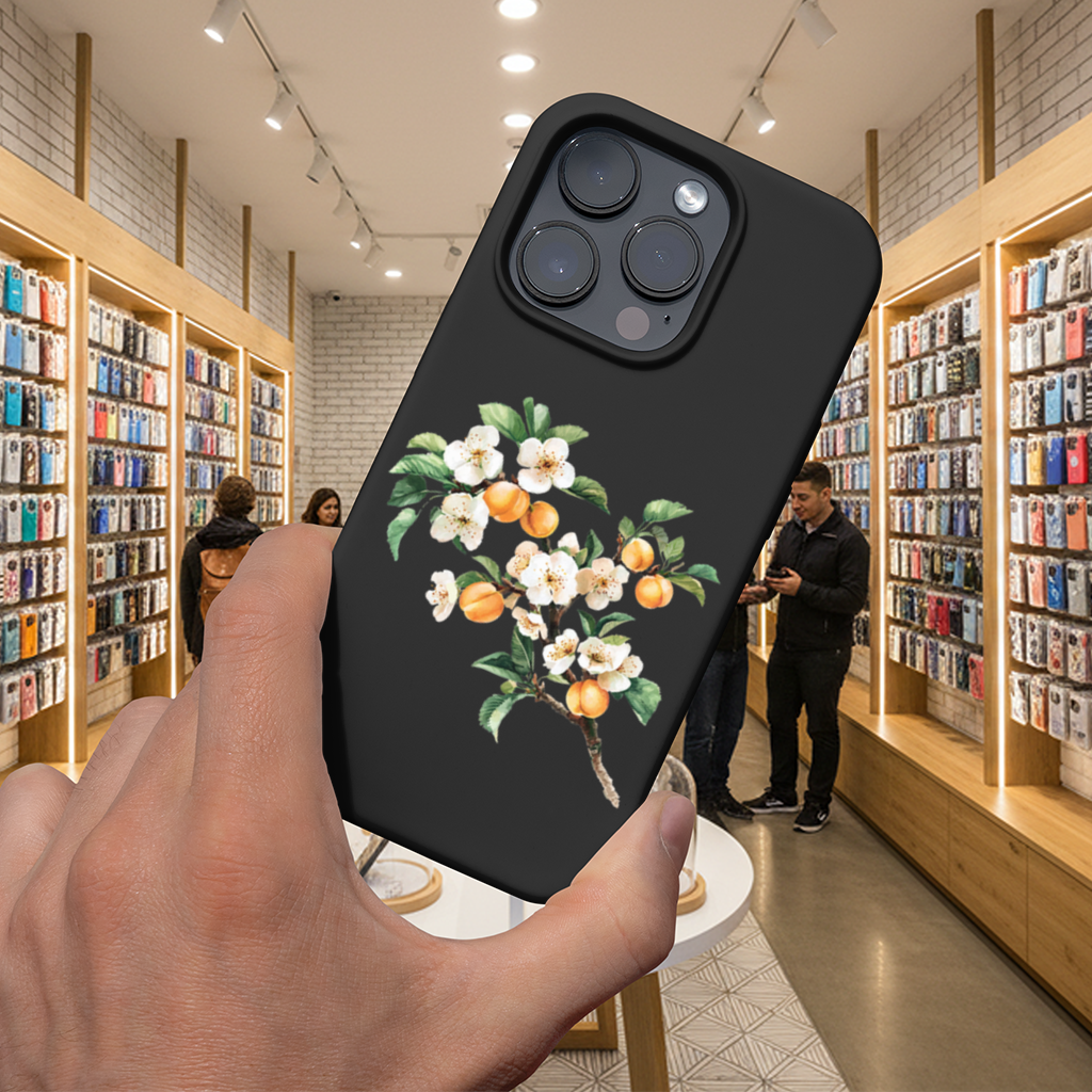 Kayısı Çiçeği ve Meyve Dalı iPhone 16 Pro ve Pro Max Kılıfı