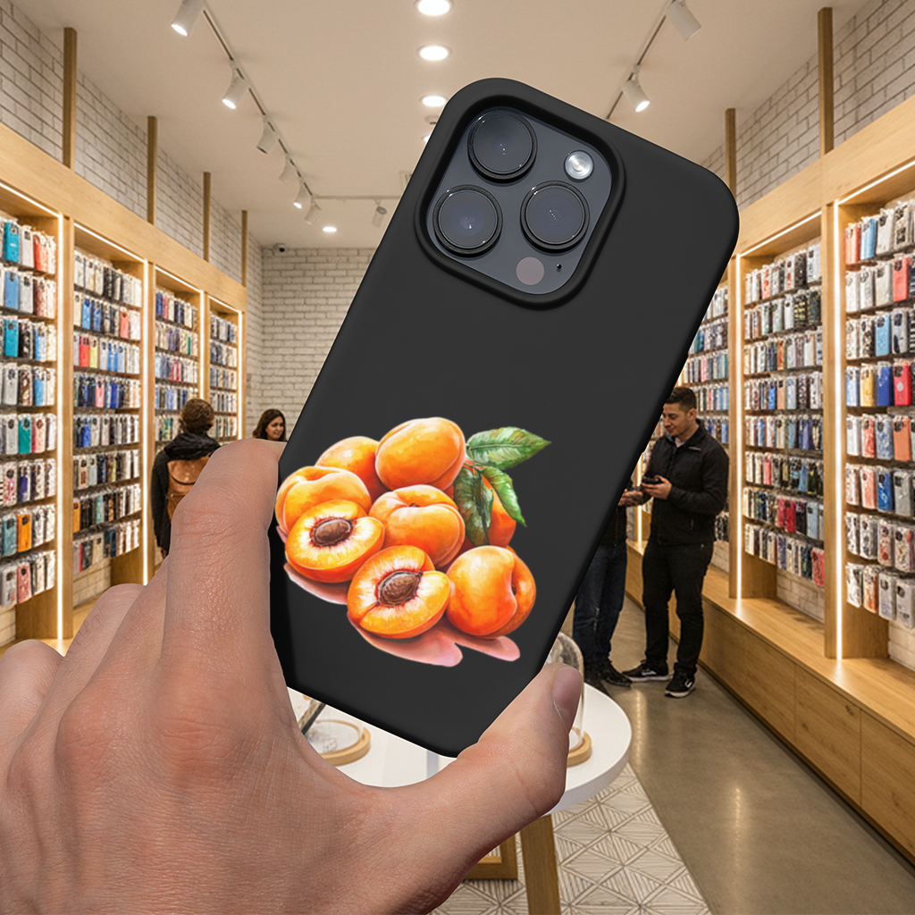 Sulu Boya Kayısı ve Yaprak iPhone 16 Pro ve Pro Max Kılıfı