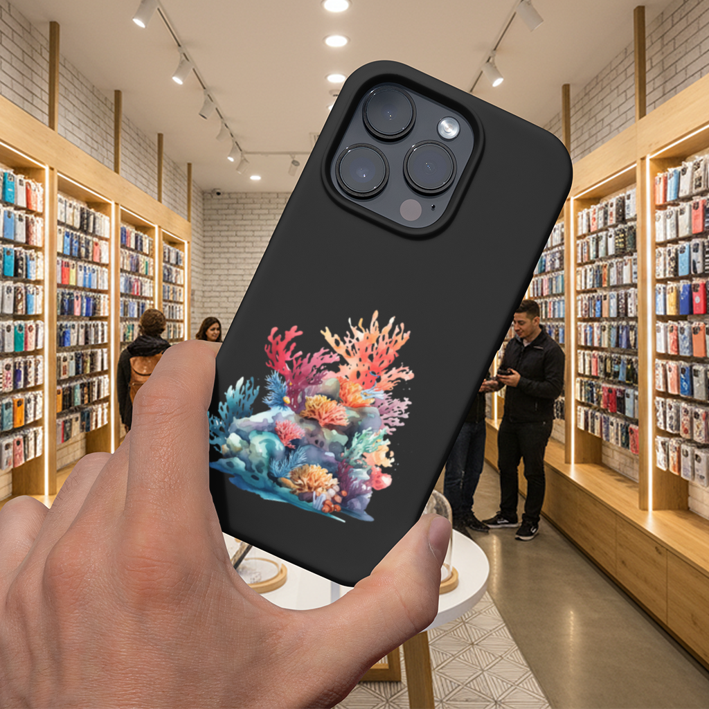 Renkli Suluboya Mercan Kayalığı iPhone 16 Pro ve Pro Max Kılıfı