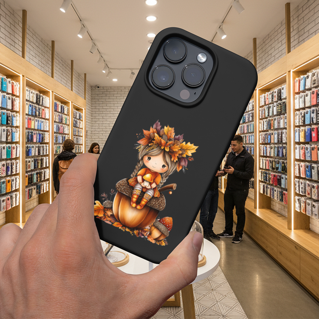 Mantar Tutan Meşe Palamudu Kızı iPhone 16 Pro ve Pro Max Kılıfı