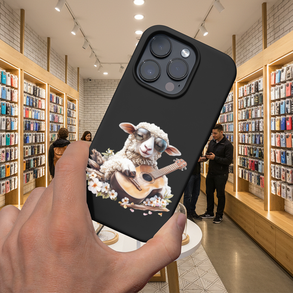 Cool Sheep Playing Ukulele with Flowers iPhone 16 Pro and Pro Max Case