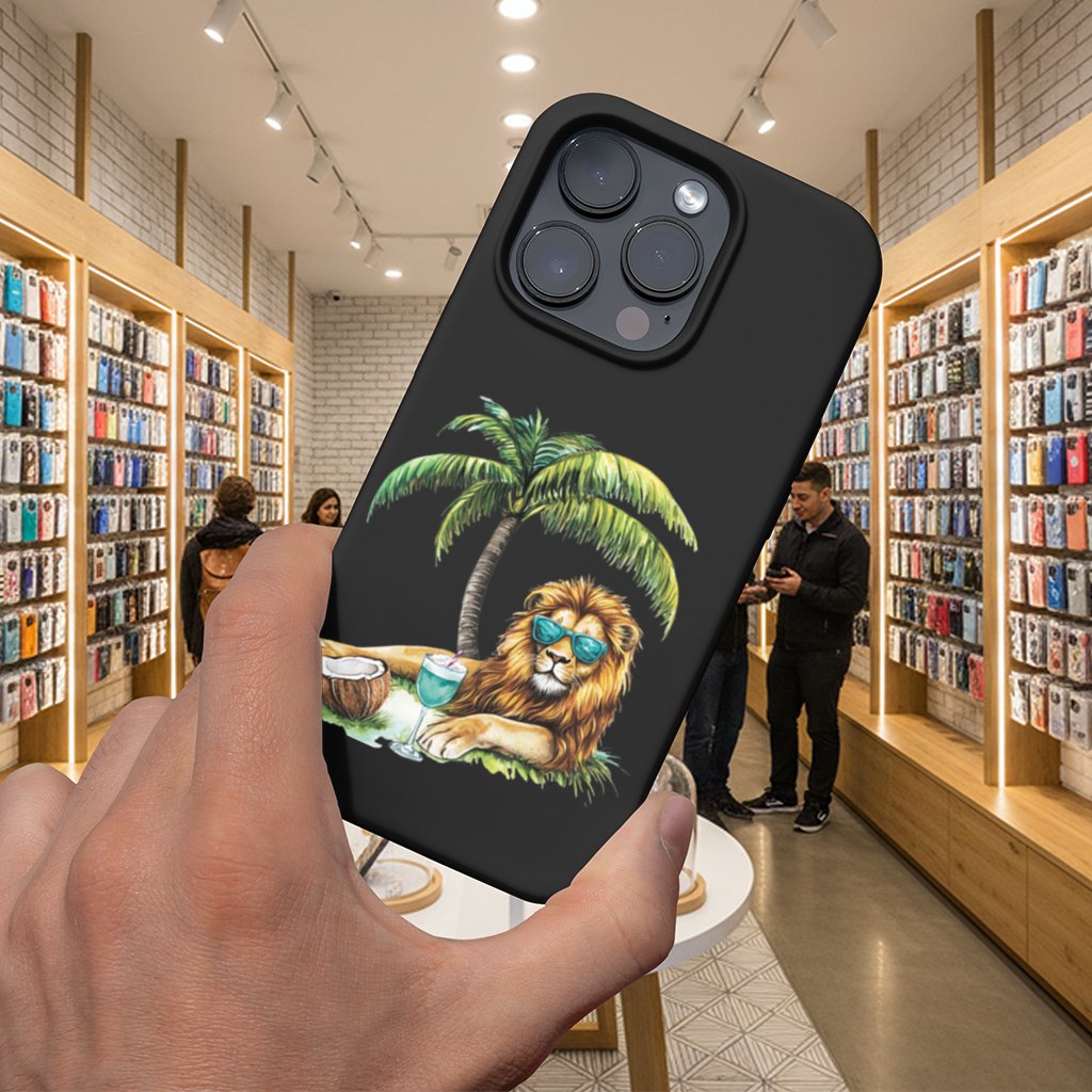 Yaz Tatili Yapan Gözlüklü Aslan iPhone 16 Pro ve Pro Max Kılıfı