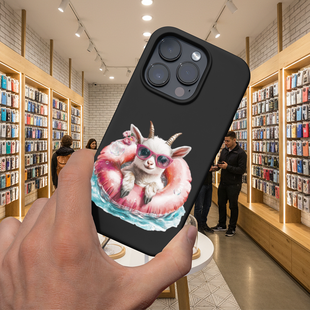 Baby Goat in Pink Pool Ring iPhone 16 Pro and Pro Max Case