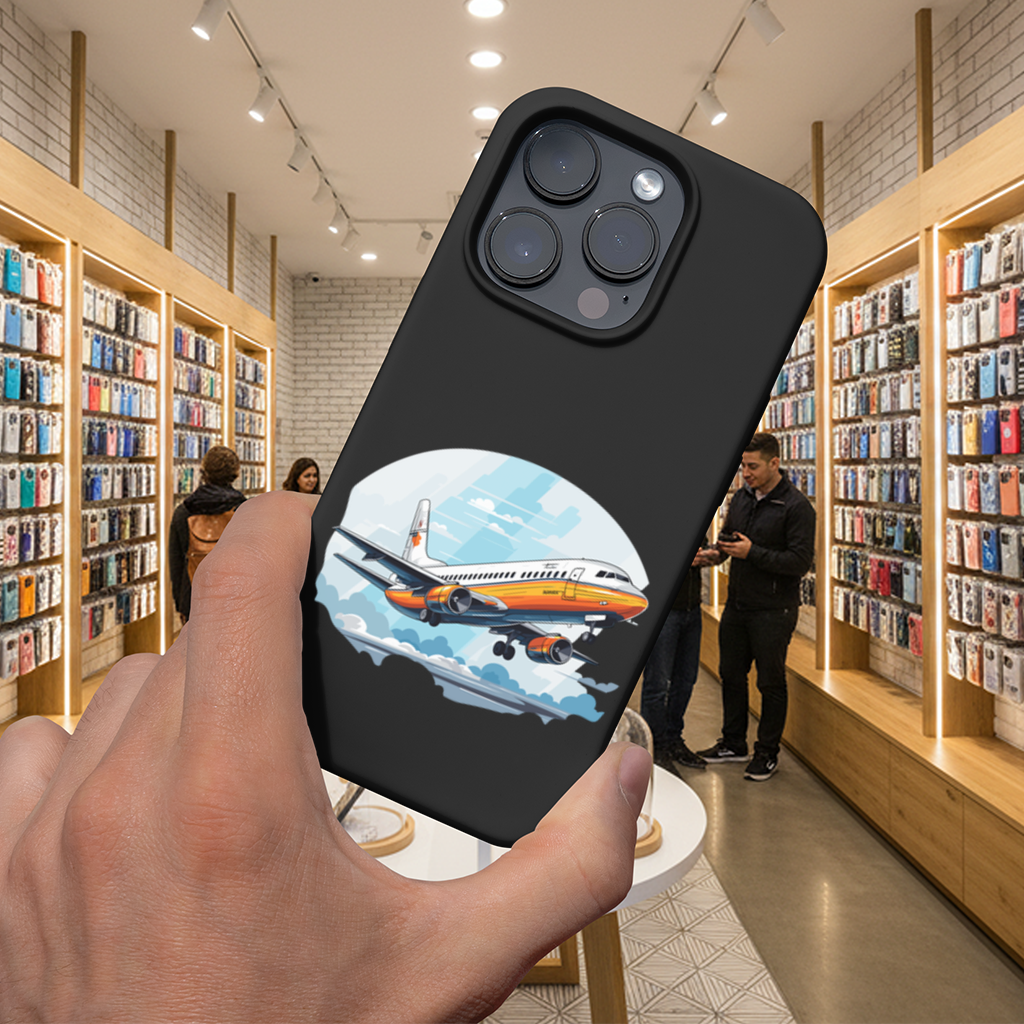 Nostaljik Turuncu Yolcu Uçağı iPhone 16 Pro ve Pro Max Kılıfı