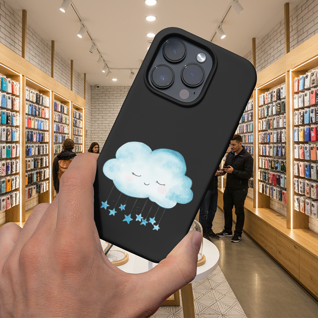 Watercolor Sleepy Cloud and Blue Stars iPhone 16 Pro and Pro Max Case