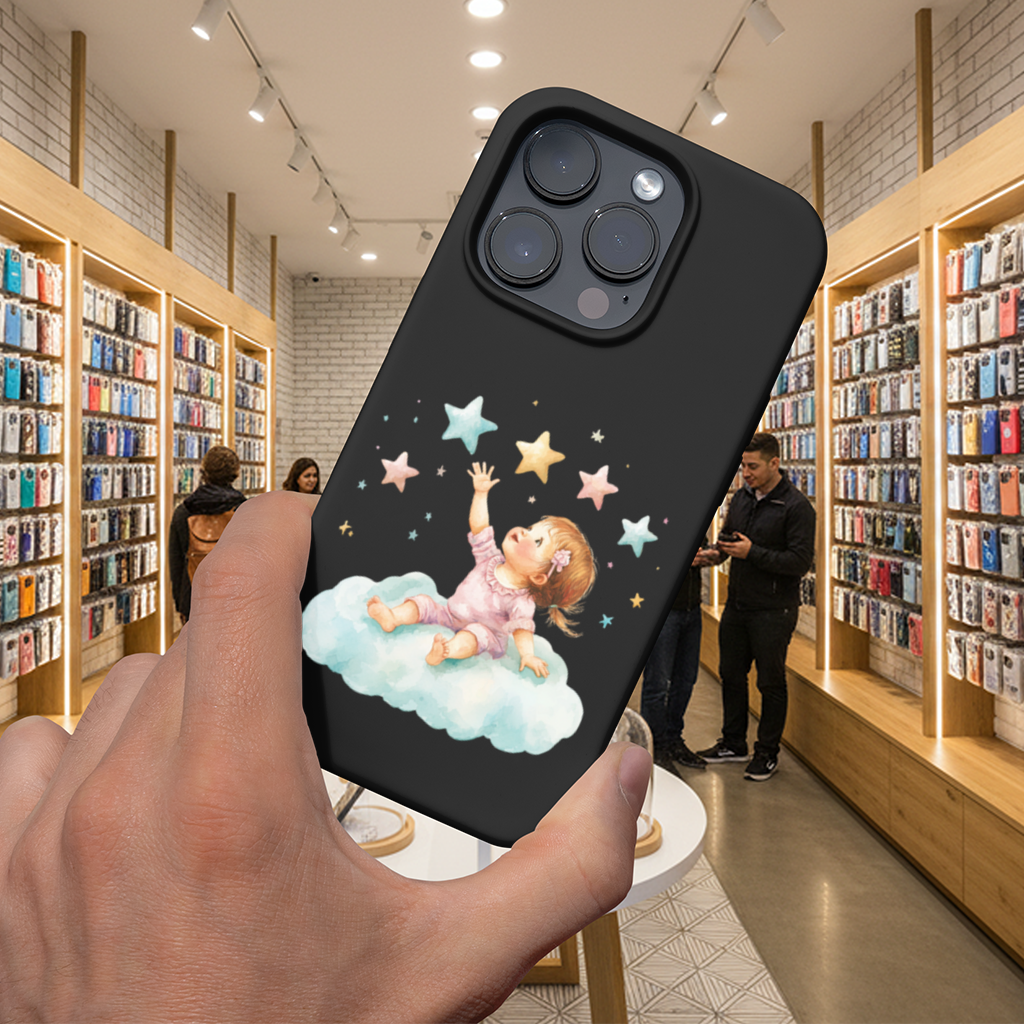 Bulut Üzerinde Yıldızlara Ulaşan Bebek iPhone 16 Pro ve Pro Max Kılıfı