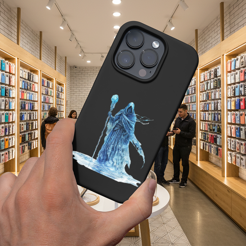 Blue Frost Mage Hooded Wizard Staff iPhone 16 Pro and Pro Max Case