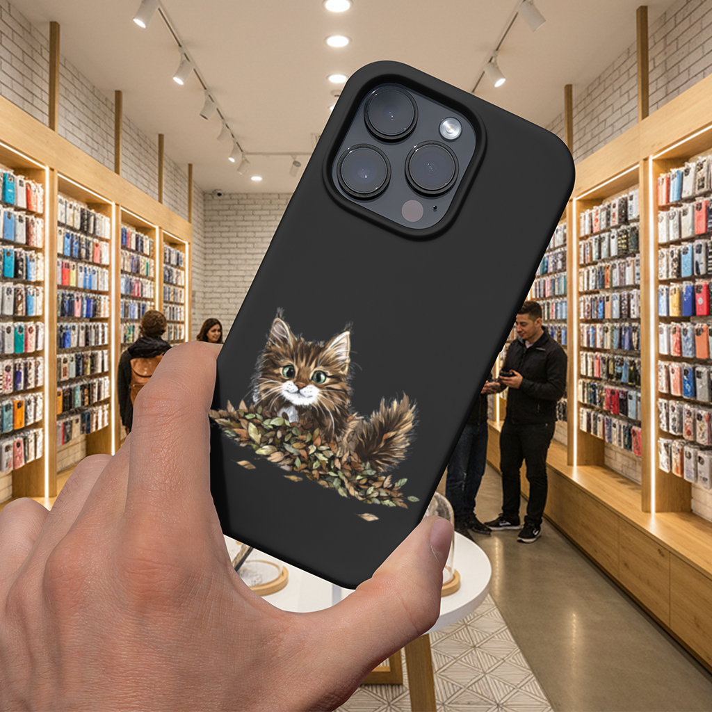 Cute Fluffy Kitten in Autumn Leaves iPhone 16 Pro Max Case