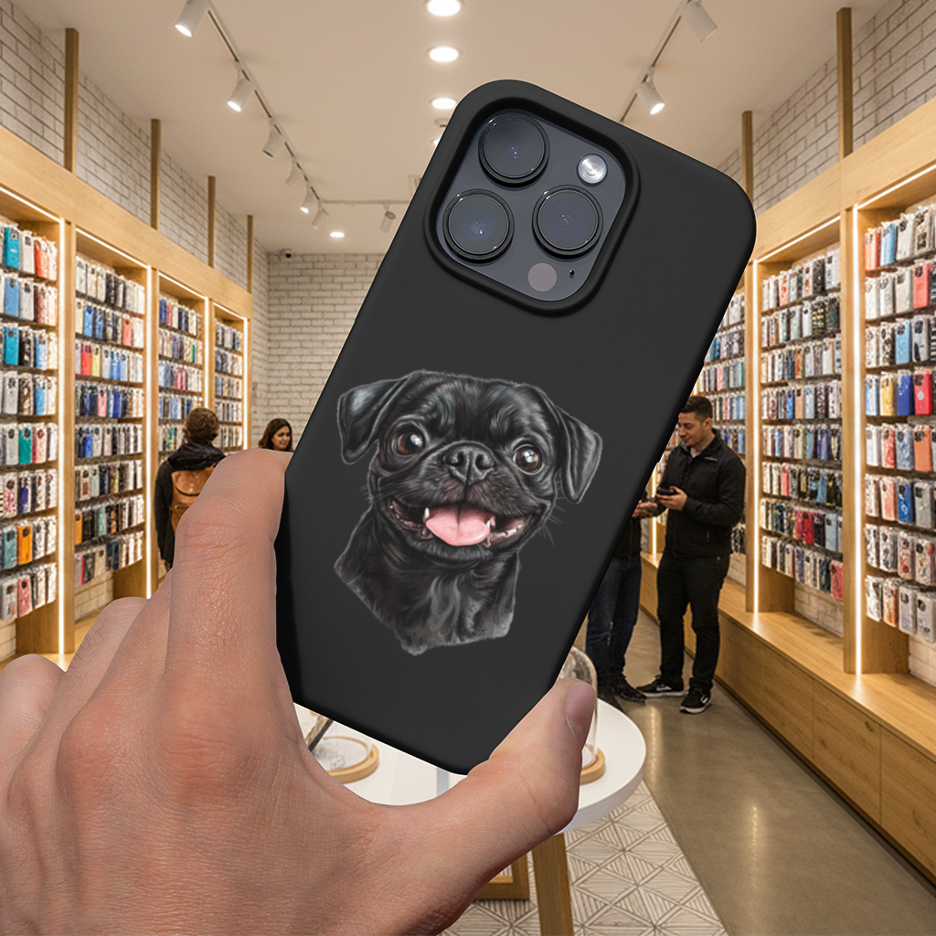 Happy Black Pug Face 