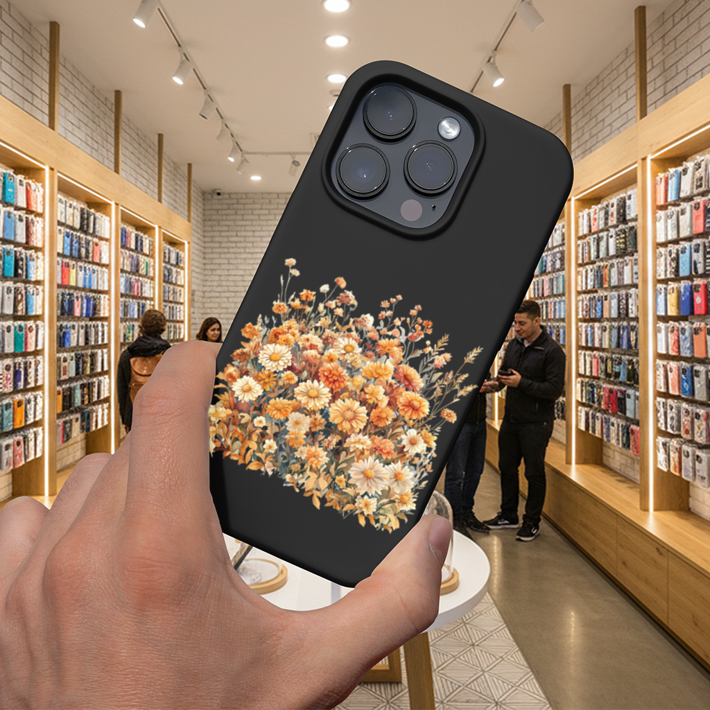 Watercolor Orange Wildflowers 