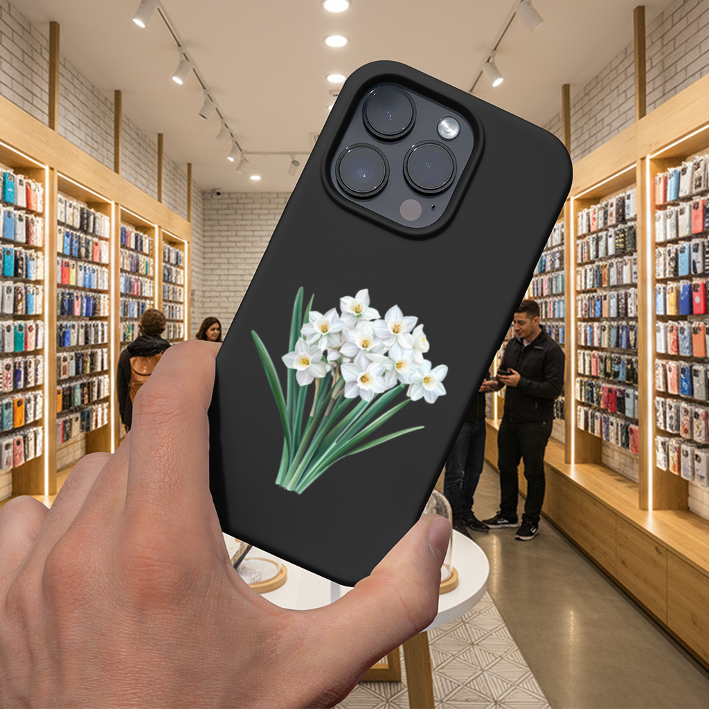 Beyaz Nergis Çiçeği Demeti iPhone 16 Pro Max Kılıfı