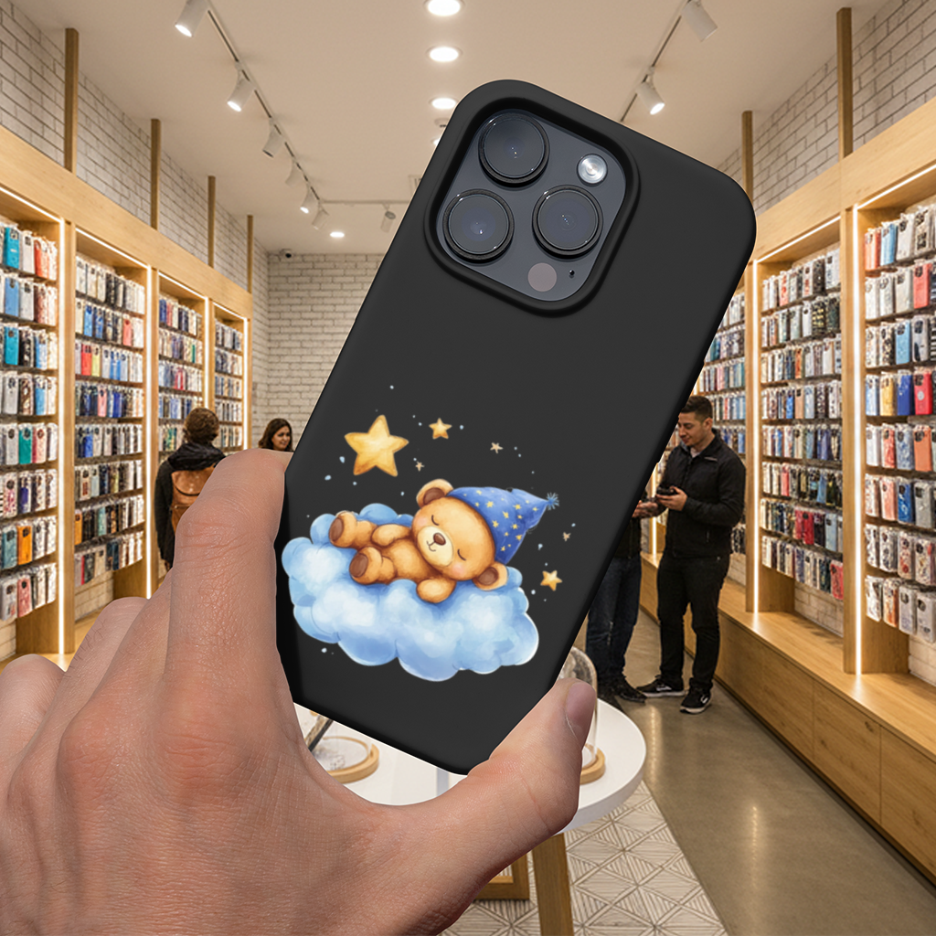 Sleeping Teddy Bear on a Cloud iPhone 16 Pro Max Case