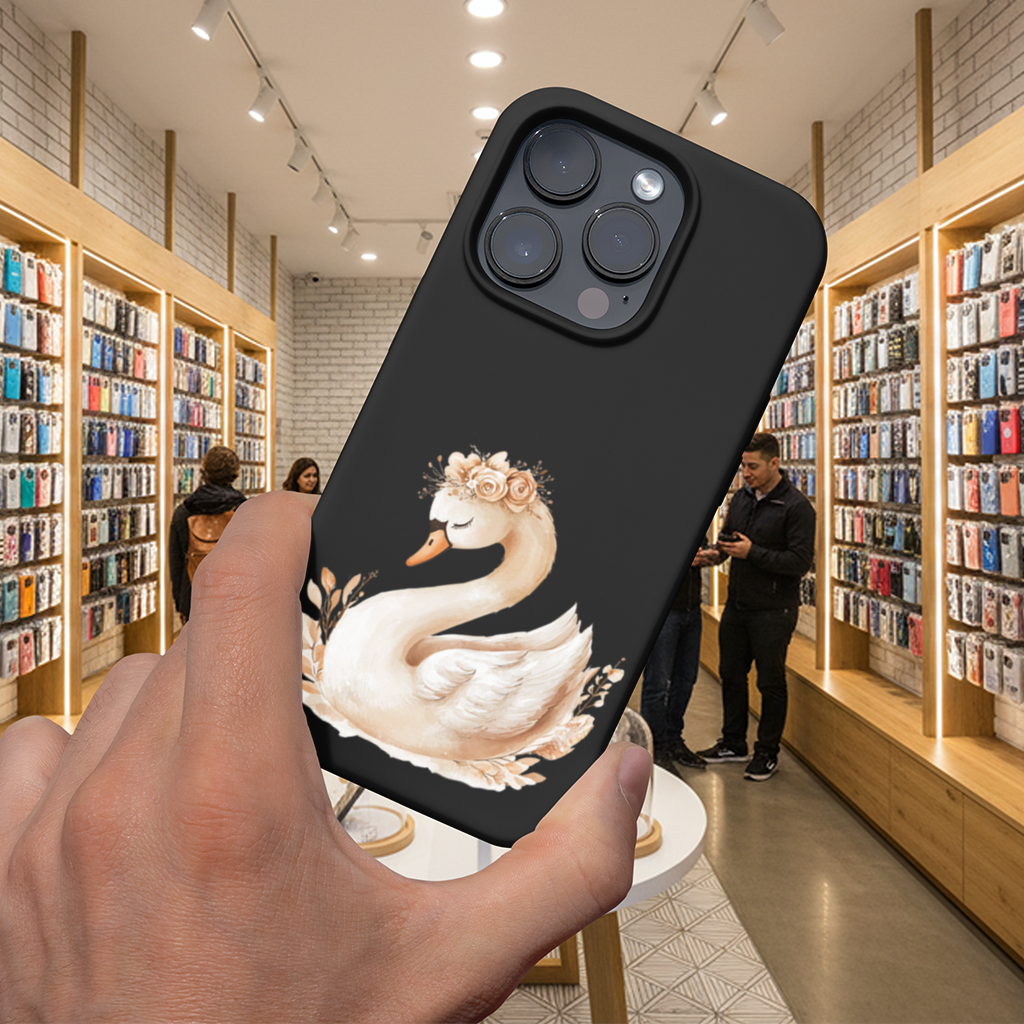 Çiçek Taçlı Zarif Boho Kuğu iPhone 16 Pro Max Kılıfı
