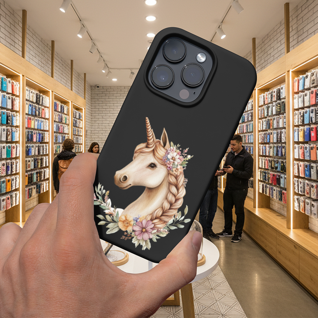 Çiçekli Bohem Tekboynuz iPhone 16 Pro Max Kılıfı