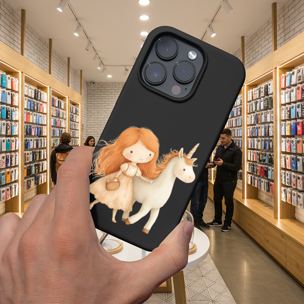 Ginger Girl with Whimsical White Unicorn iPhone 16 Pro Max Case